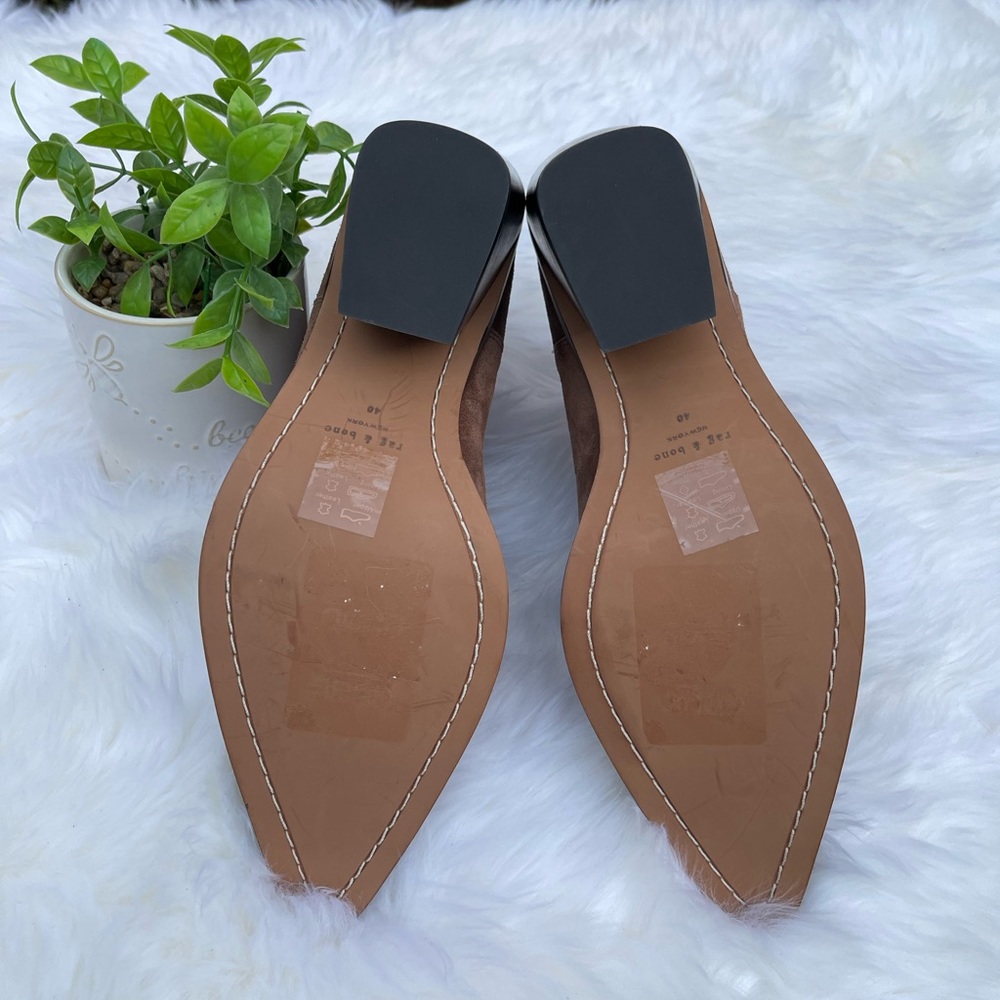 Rag & Bone Razor Brown Suede Pointed Toe Block He… - image 8